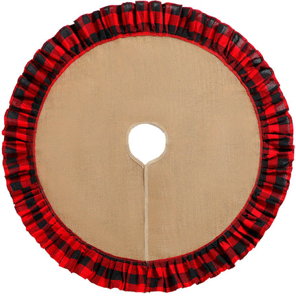 19.7" Christmas Tree Skirt Decor, Ruffled Burlap Tree Skirt, Linen