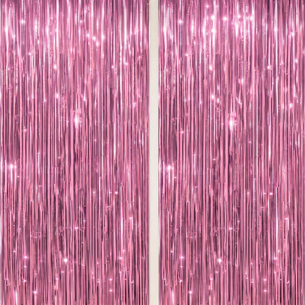 2 Pack Foil Fringe Backdrop - Red&Black Shiny Tinsel Curtains for Party Decoration/Photo Booth Props - 3.3x6.6 FT Metallic Foil Backdrop for Birthday, Wedding, Graduation, Christmas.