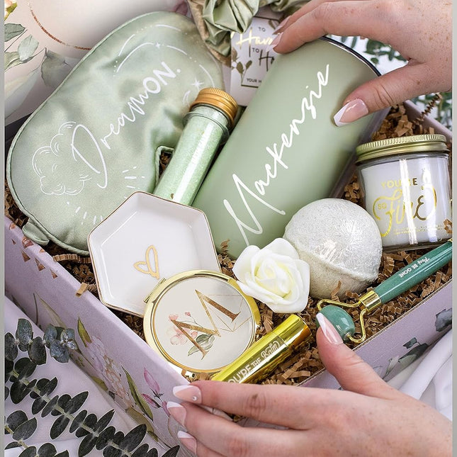 Personalized Bridesmaid Proposal Gift with Sage Luxe Bath Spa Set