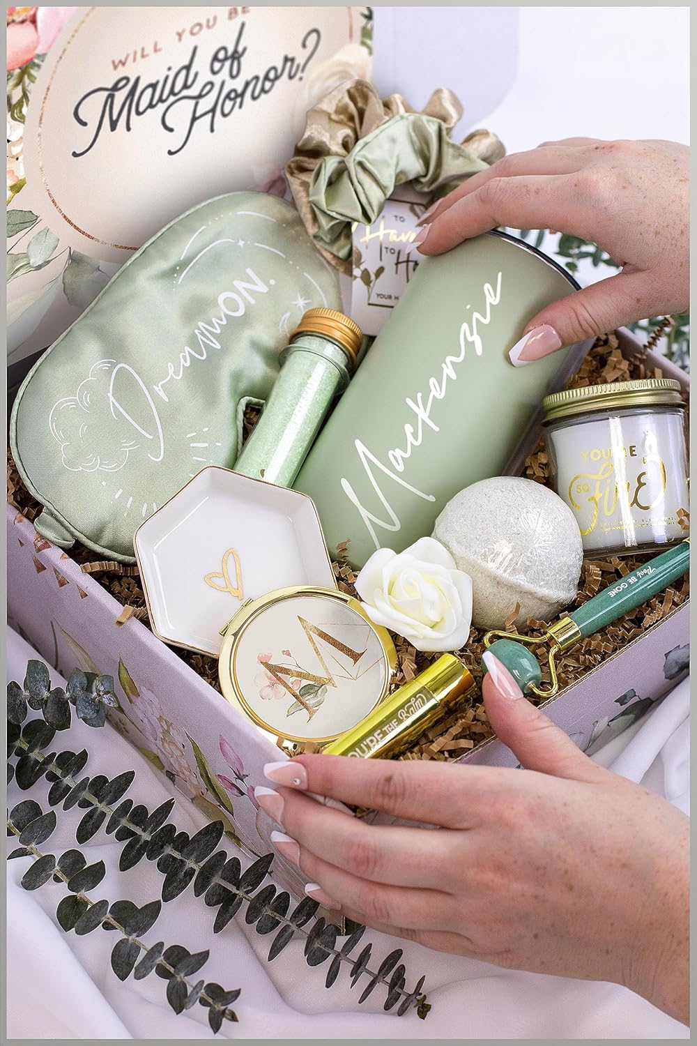 Personalized Bridesmaid Proposal Gift with Sage Luxe Bath Spa Set - photo 2