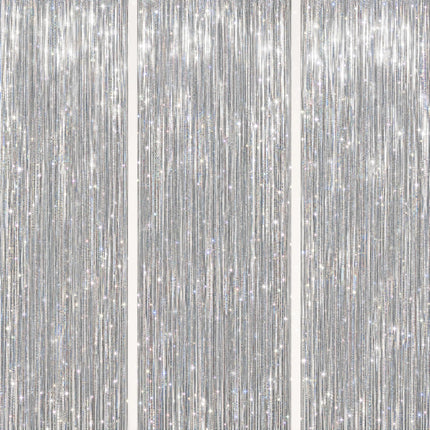 3 Pack Foil Fringe Backdrop - Purple Shiny Tinsel Curtains for Party Decoration/Photo Booth Props - 3.3x8.2 FT Metallic Foil Backdrop for Birthday, Wedding, Graduation, Christmas.