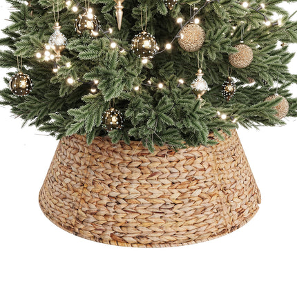 28 Inch Woven Rattan Christmas Tree Collar, 5-Piece Xmas Tree Skirt