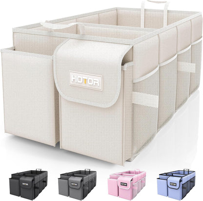Trunk Organizer - Foldable Car Storage for SUVs & Sedans, Sturdy Organization for Accessories, Tools, Sundries, Beige