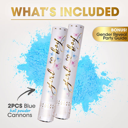 Gender Reveal Confetti Cannon, Biodegradable Blue Powder, 2 Pack