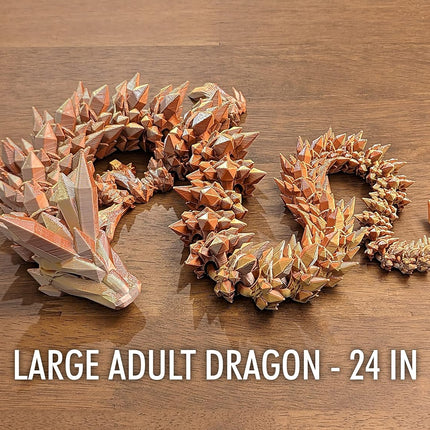 Medium 12" Articulated Crystal Dragon - Multi Color 3D Printed Plastic Dragon Figure - Rainbow Pearlescent Colors - Interlocked Body Segments and Legs (Medium 12", Blue Raspberry)