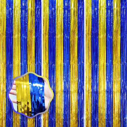 Gold Foil Fringe Backdrop Curtains, 3.3x8.2ft, 3 Pack
