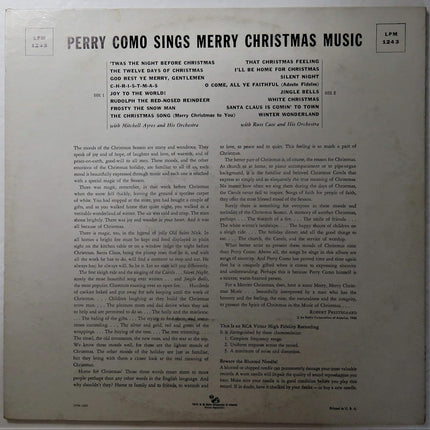 Perry Como Sings Merry Christmas Music (RCA Victor LPM-1243)