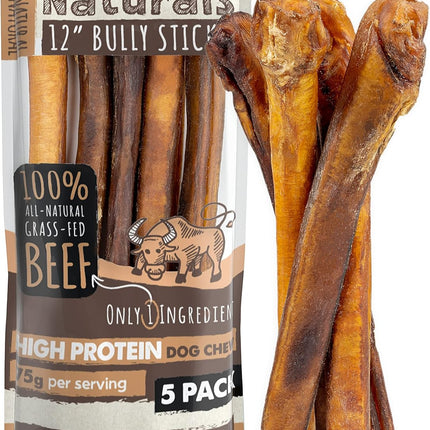 Mighty Paw Naturals Bully Sticks - All-Natural Protein-Rich Dog Chews from Grass-Fed Beef. Single-Ingredient Pet Treat for Dental Health. Keeps Chewers Busy - Dental Chew Dog Bully Stick