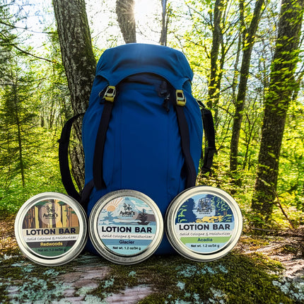 Avital's Apiaries National Park Lotion Bar Gift Set – Acadia, Glacier & Redwoods – Natural Beeswax Solid Moisturizers – Plastic-Free Travel Lotion Bars for Hiking, Camping & Outdoor Lovers