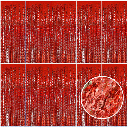 Tinsel Foil Fringe Curtains Wavy Backdrop for Parties Sparkle Metallic Wavy Foil Fringe Backdrop Curtain for Party Decorations Photo Booth Props for Birthday Graduation Wedding