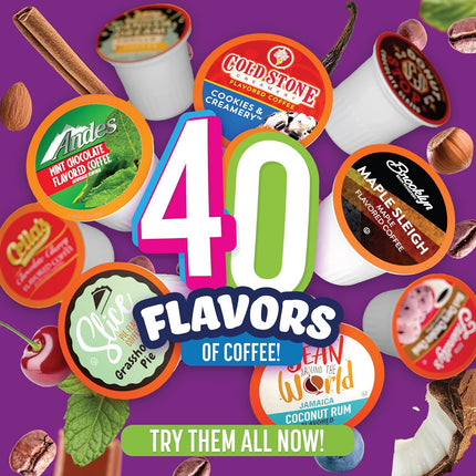 Flavored Coffee Pods Compatible with Keurig K Cup Brewers, Assorted Variety Pack Flavored Coffee, 40 Count