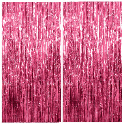 2 Pack Silver Foil Curtain Party Streamers Metallic Tinsel Foil Fringe Photo Booth Backdrop for Birthday Wedding Engagement Baby Shower Bachelorette Christmas Holiday Celebration Party Decorations