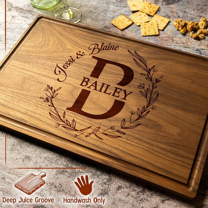 Personalized Cutting Board – Custom Cutting Board Wood Engraved Charcuterie Board, Unique Gift for Wedding, Anniversary, Bridal Shower, Couples, Christmas, Parents & Housewarming