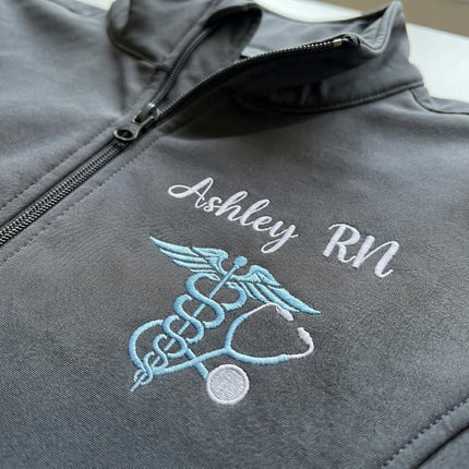 Custom Nurse Name Embroidered Soft Shell Jacket – Appreciation Nurse, Healthcare workers or Medical Staff