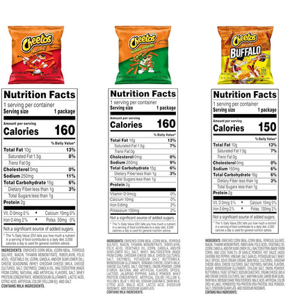Cheese Flavored Snacks, Cheesy & Spicy Favorites with Crunchy, Buffalo, and Cheddar Jalapeno Variety Pack, 1 Ounce (Pack of 40)