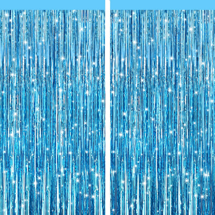Pastel Pink Metallic Fringe Curtains 2 Pack, Tinsel Backdrop for Parties