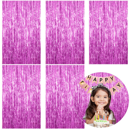 2 Pack Silver Foil Curtain Party Streamers Metallic Tinsel Foil Fringe Photo Booth Backdrop for Birthday Wedding Engagement Baby Shower Bachelorette Christmas Holiday Celebration Party Decorations