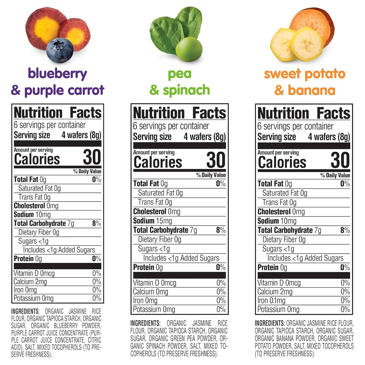 Organic Baby Teething Wafers, 3 Flavor Variety Pack, 12 Count Pack of 3 - photo 3