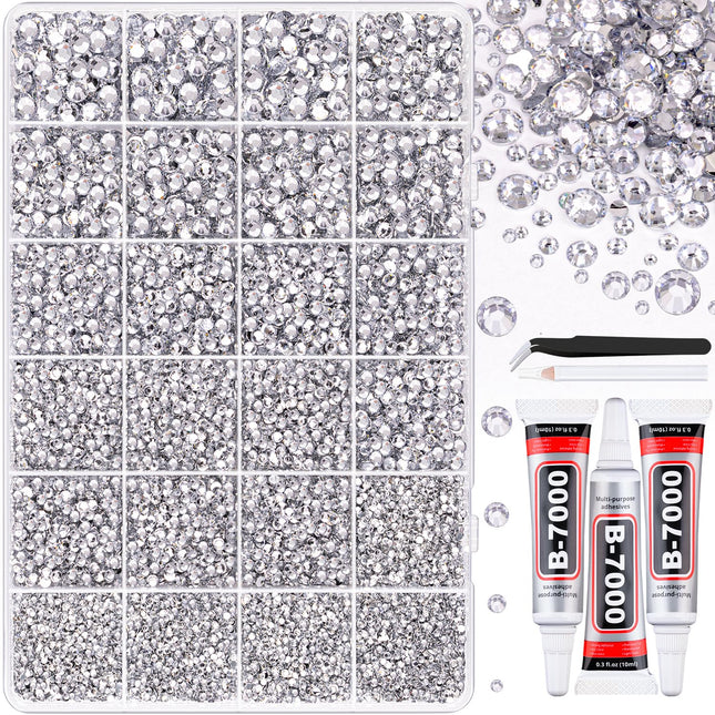 32000-Piece Silver Clear Flatback Resin Rhinestones Kit