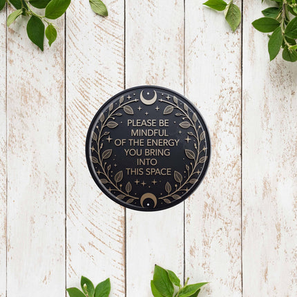 Letrero de metal Mindful Energy 8x8in redondo, placa inspiracional para decoración de pared de oficina, regalo positivo