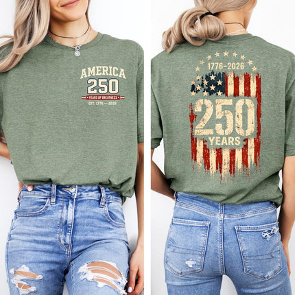 USA 250th Anniversary Shirt, 1776-2026 Patriotic Tee, USA 4th of July 250 Years of Freedom T Shirt, 4th of July Shirt, We The People American Flag Shirt