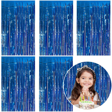 2 Pack Silver Foil Curtain Party Streamers Metallic Tinsel Foil Fringe Photo Booth Backdrop for Birthday Wedding Engagement Baby Shower Bachelorette Christmas Holiday Celebration Party Decorations