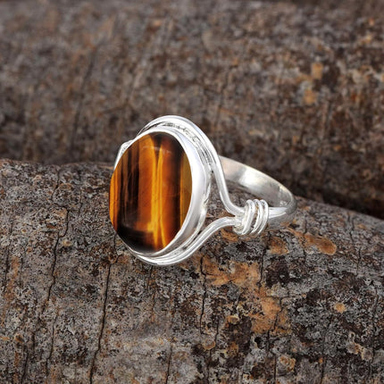 Solid 925 Sterling Silver Ring For Women & Girls Natural Gemstone Ring Sterling Silver Wedding Ring February Birthstone Bezel Set Gemstone Ring