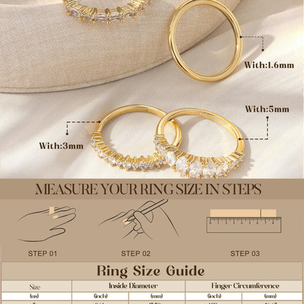 14K Gold Plated Stackable Rings for Women Non Tarnish Wedding Bands - photo 3