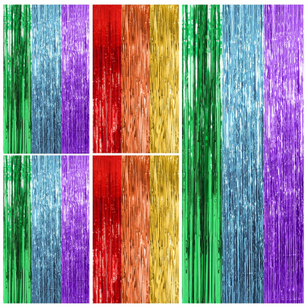 2 Pack Silver Foil Curtain Party Streamers Metallic Tinsel Foil Fringe Photo Booth Backdrop for Birthday Wedding Engagement Baby Shower Bachelorette Christmas Holiday Celebration Party Decorations