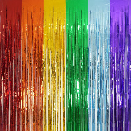 Iridescent Party Streamers Backdrop 3.2ft x 6.5ft 2 PCS