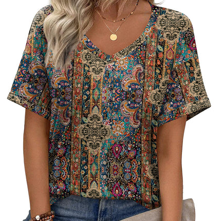 Blusas de verano para mujer, manga corta, casuales para trabajo, camiseta con cuello V de moda