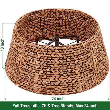 Rattan Christmas Tree Collar, Brown Wash, 24 inch
