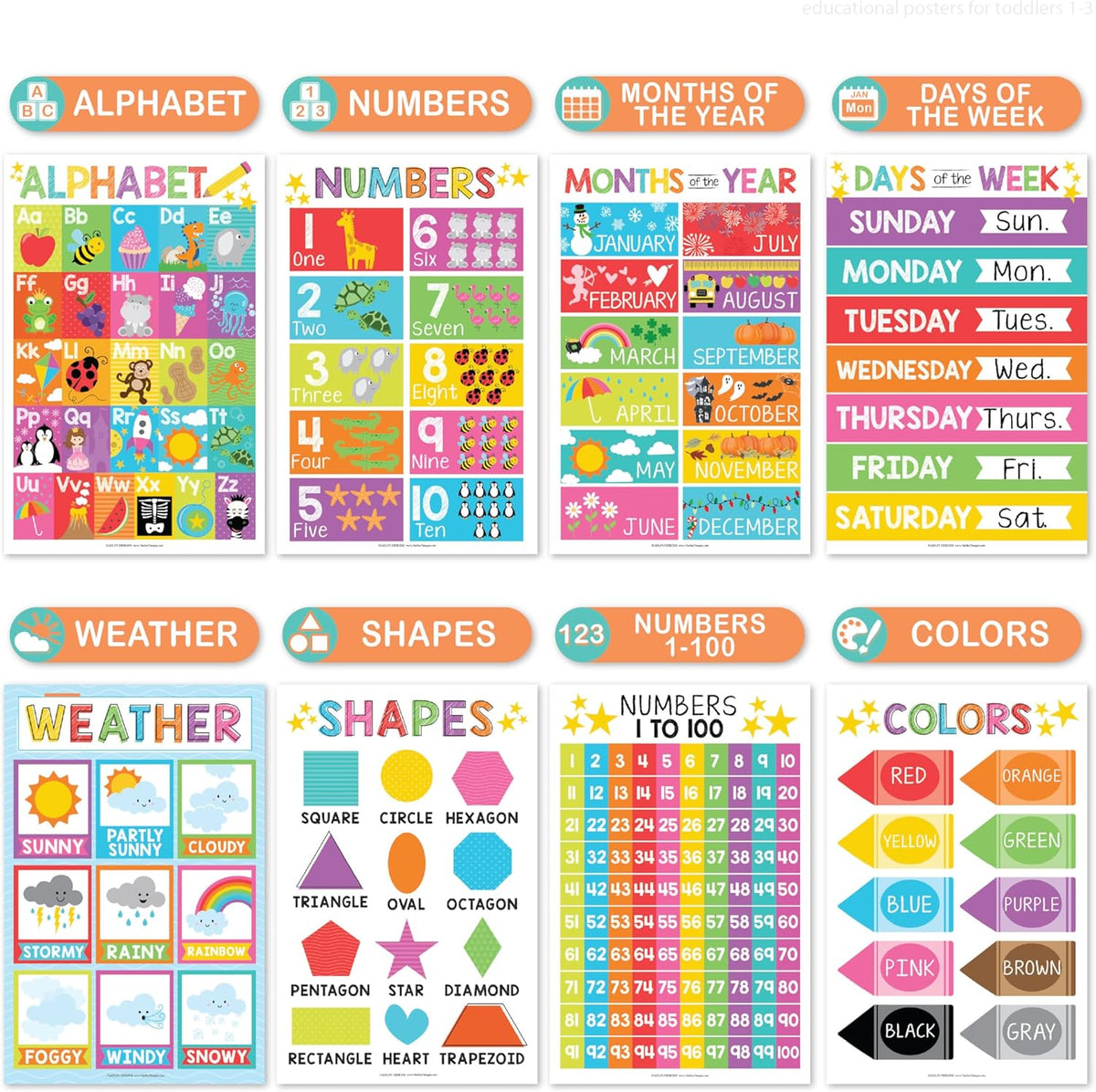 16 Laminated Educational Posters for Pre-K, Toddler Homeschool, Preschool, and Kindergarten Classroom - photo 3