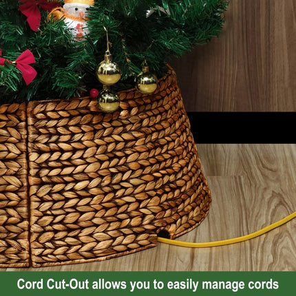 Rattan Christmas Tree Collar, Brown Wash, 24 inch