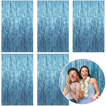 2 Pack Silver Foil Curtain Party Streamers Metallic Tinsel Foil Fringe Photo Booth Backdrop for Birthday Wedding Engagement Baby Shower Bachelorette Christmas Holiday Celebration Party Decorations