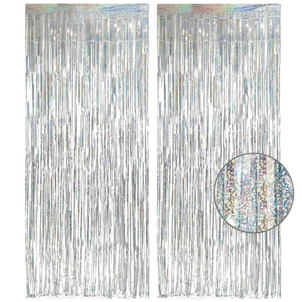 Iridescent Party Streamers Backdrop 3.2ft x 6.5ft 2 PCS