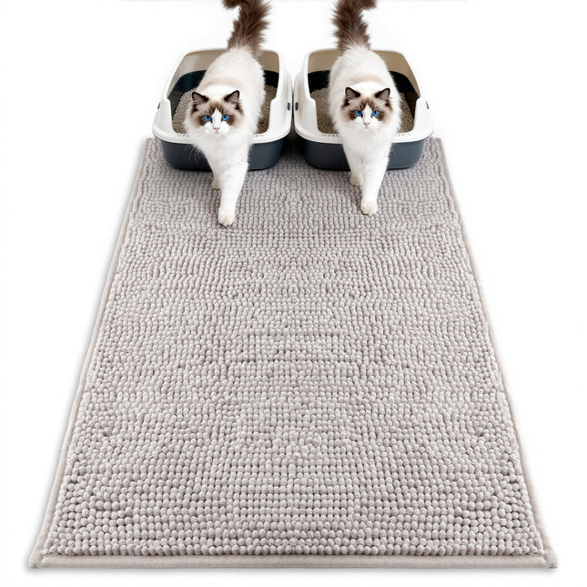 Soft Chenille Cat Litter Box Mat, Ultra Absorbent, 36'' x 30''
