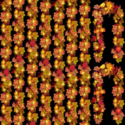 3 Pack Fall Leaves Garland, 17.7Ft Maple Leaf Fall Vines Autumn Garland for Thanksgiving Wedding Party Decor, Indoor Outdoor Farmhouse Home Decorations