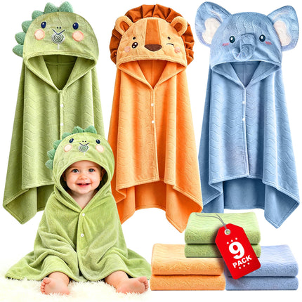 Toddler Hooded Bath Towels 9PCS