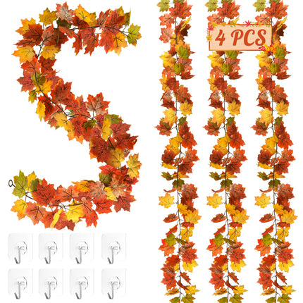 2Pack 11.8FT Fall Garland for Mantle Indoor Outdoor Thanksgiving Decor