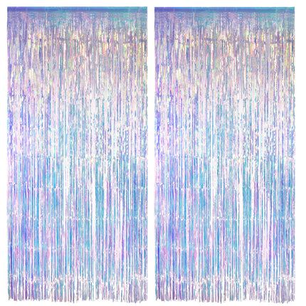 Iridescent Party Streamers Backdrop 3.2ft x 6.5ft 2 PCS