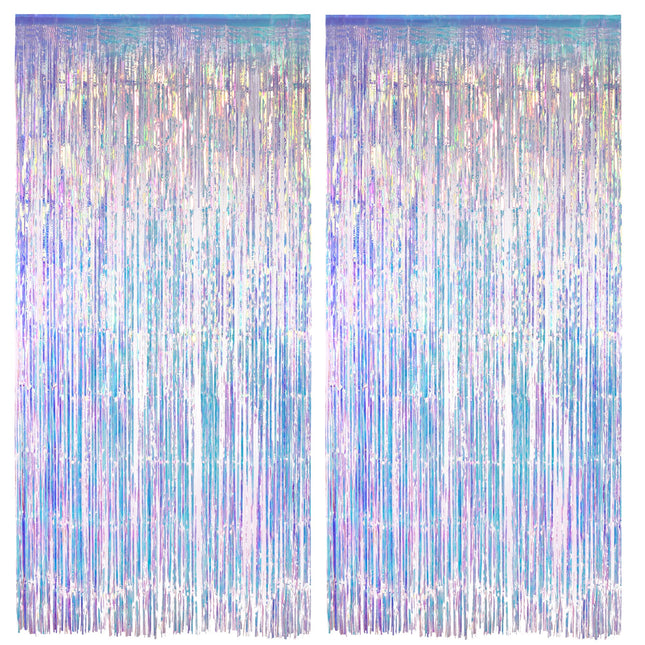 Fondo de cortinas de flecos iridiscentes 3.2ft x 6.5ft 2 PCS