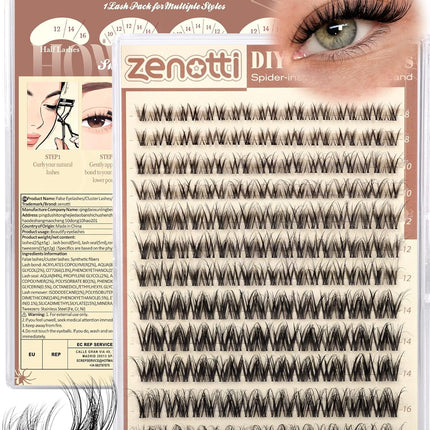 Spider Lash Clusters Wispy Eyelash Clusters Natural Breeze Lashes Cluster Venus Cluster Eyelash Extensions D Curly Cosplay Individual Lashes with Invisible Band DIY at Home 8-16mm by zenotti