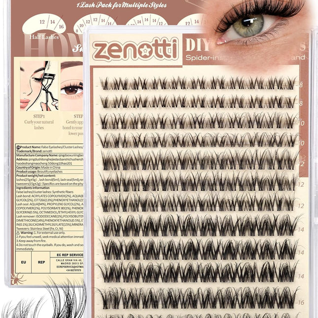 Spider Wispy DIY Eyelash Clusters, D Curl, 8-16mm