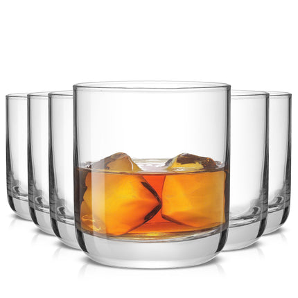 Faye Crystal Whiskey Glasses, Lowball Glasses Set of 6, 10oz Short Glass Tumbler, Double Old Fashioned Rocks Glass for Scotch or Bourbon, Dishwasher Safe Glassware