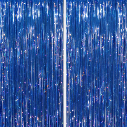 2 Pack Foil Fringe Backdrop - Red&Black Shiny Tinsel Curtains for Party Decoration/Photo Booth Props - 3.3x6.6 FT Metallic Foil Backdrop for Birthday, Wedding, Graduation, Christmas.