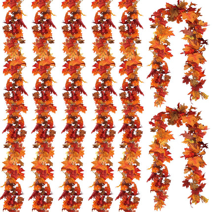 3 Pack Fall Leaves Garland, 17.7Ft Maple Leaf Fall Vines Autumn Garland for Thanksgiving Wedding Party Decor, Indoor Outdoor Farmhouse Home Decorations