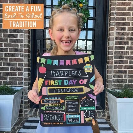 My First Day of School Sign with Markers -11x14 Back to School Signs First and Last Day, Kindergarten Chalkboard Signs, Pre K Sign Board, Preschool Board, Reusable Photo Prop for Kids