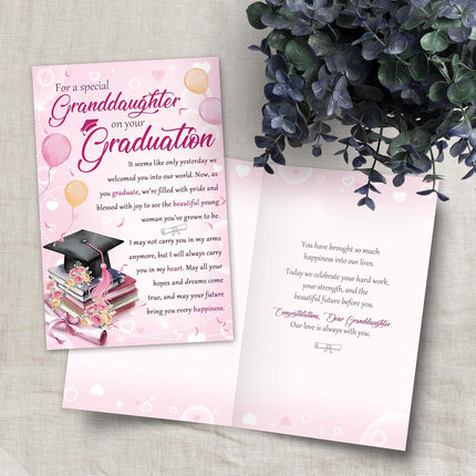 Graduation Card for Granddaughter, Heartfelt Granddaughter Graduation Card Gift from Grandma Grandpa, Proud of You Cards for Her