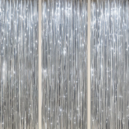 3 Pack Foil Fringe Backdrop - Purple Shiny Tinsel Curtains for Party Decoration/Photo Booth Props - 3.3x8.2 FT Metallic Foil Backdrop for Birthday, Wedding, Graduation, Christmas.